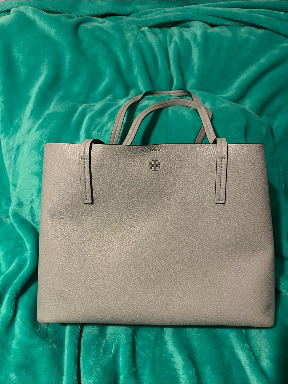Tory Burch Pebbled Leather Gray Tote